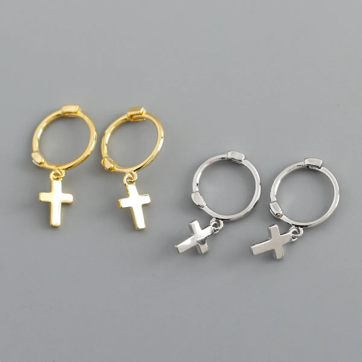 Simple Style Cross Sterling Silver Cross Earrings