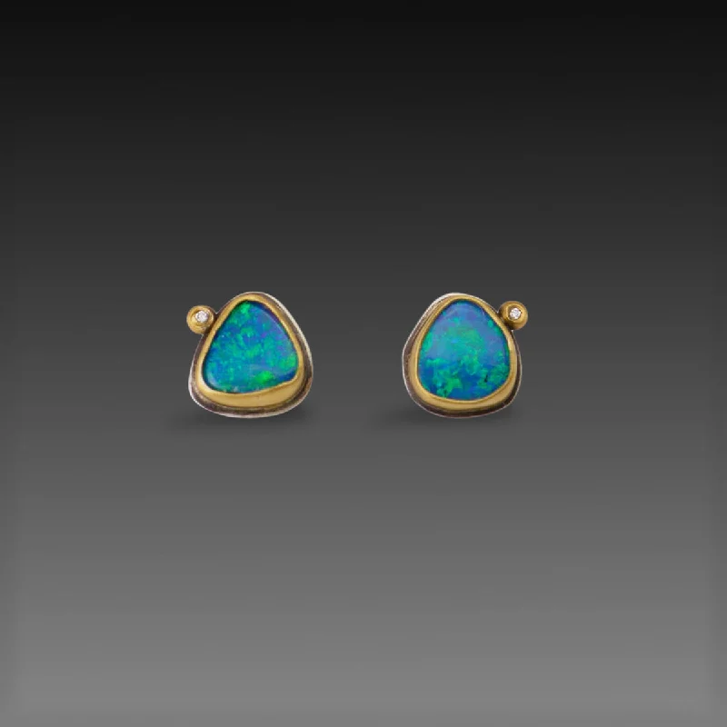 Chic Stud Earrings-Organic Australian Opal Stud Earrings