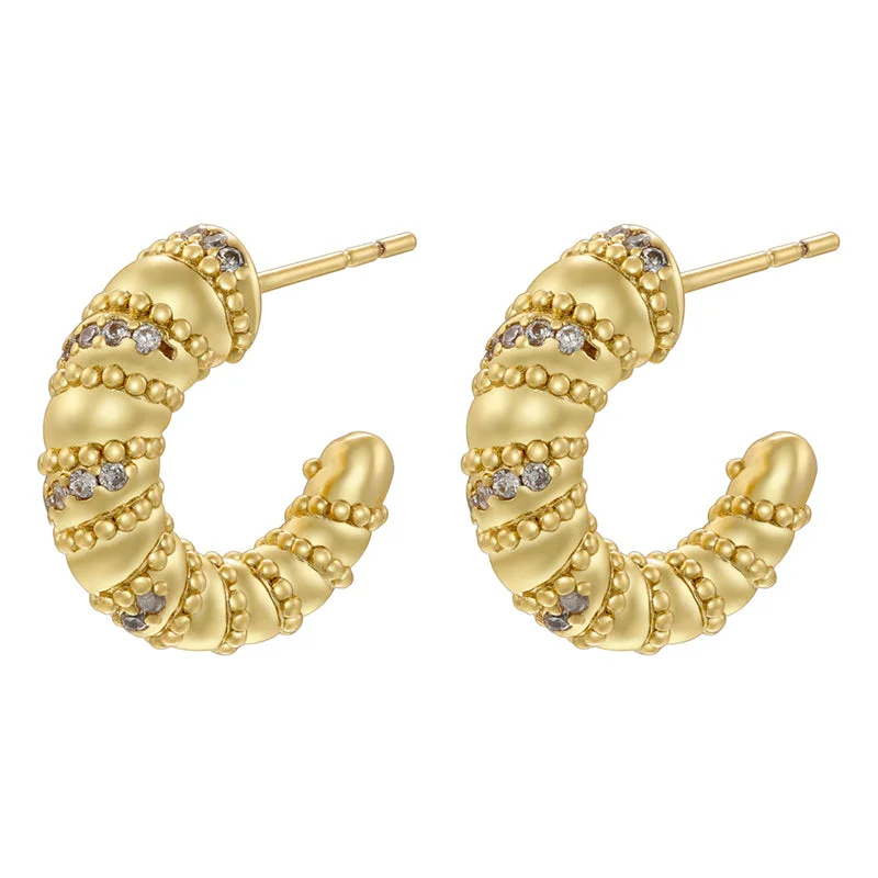 Ve1208 Golden Twist round Beads 1 Pair