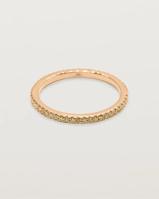 Classic Rose Gold Wedding Band-Annie Ring | Champagne Diamonds