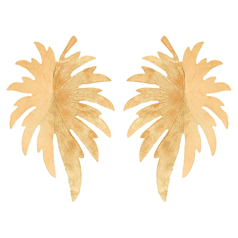 Vintage Drop Earrings-Gold Palm Earrings