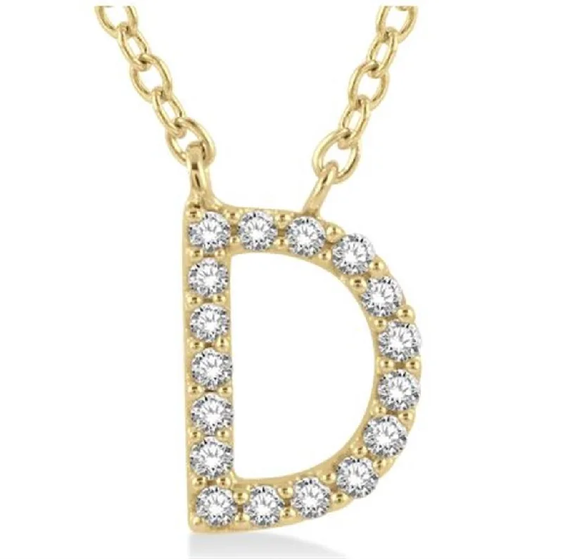 Fashionable Choker Necklace-10K Yellow Gold 0.05ctw Diamond Letter "D" Necklace