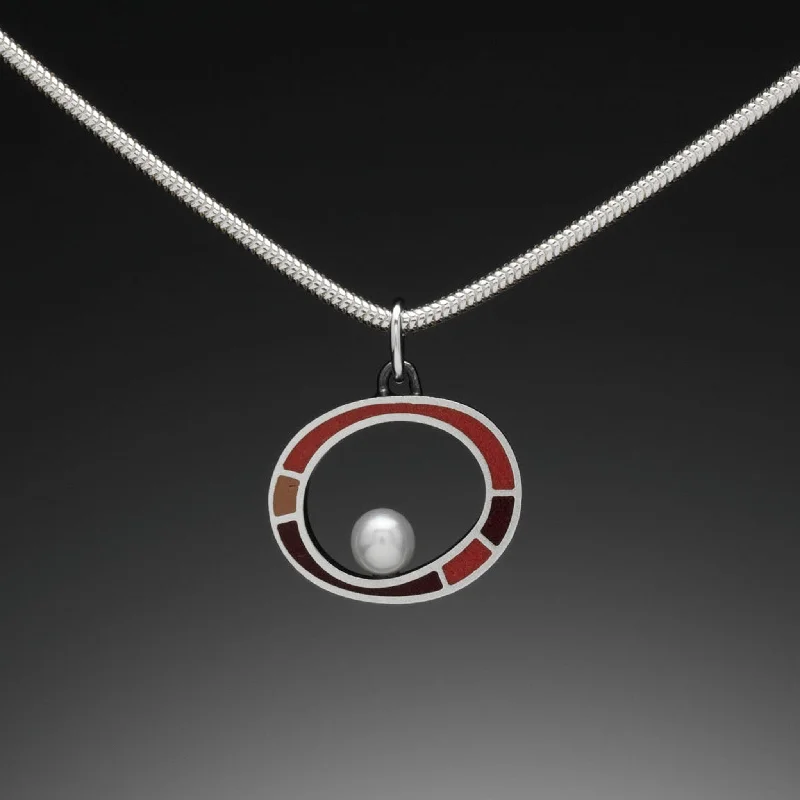 Designer Pendant Necklace-Floating Pearl Necklace (red)