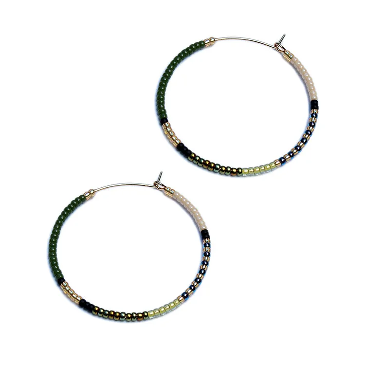 Elegant Evening Earrings-Aryna Hoops / Olive