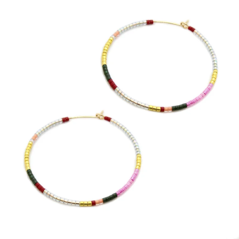 Colorful Drop Earrings-Beauty Hoops / Silver