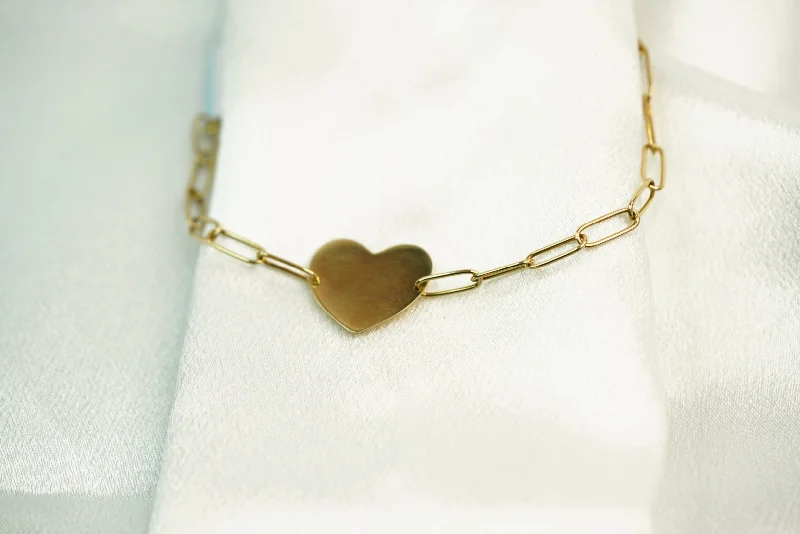 Leather Braided Bracelet-14k Clip Heart Bracelet