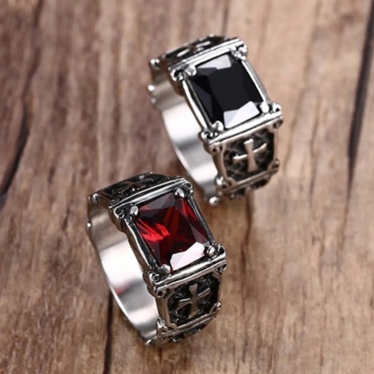 Wedding Band with Sapphire-Hip-Hop Retro Geometric Zinc Alloy Inlay Zircon Men'S Rings