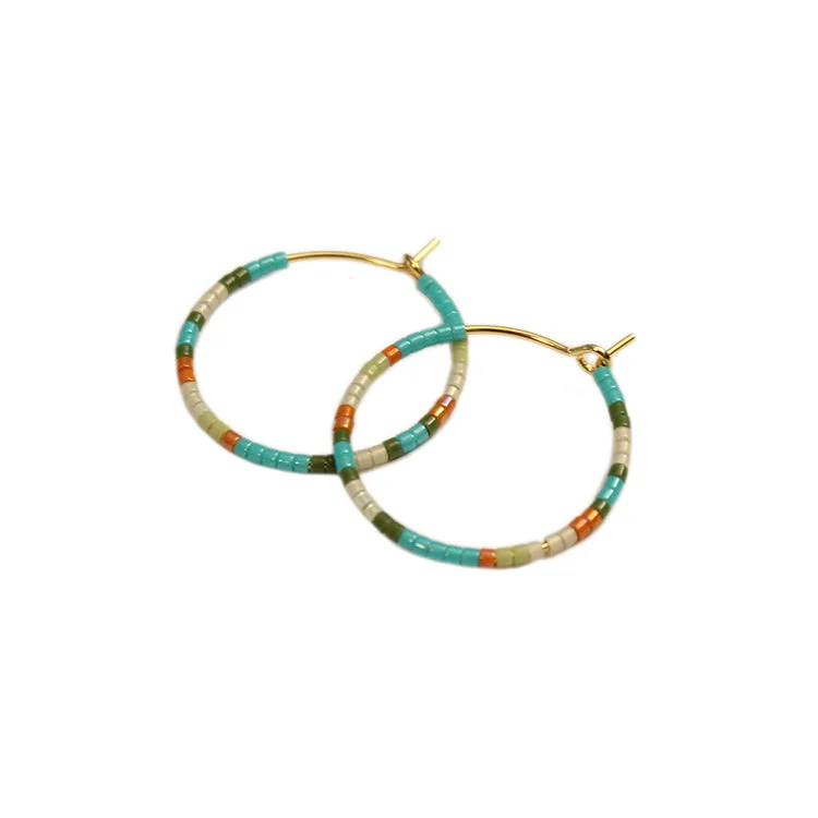 Oversized Hoop Earrings-Ana Hoops / SM - Turquoise