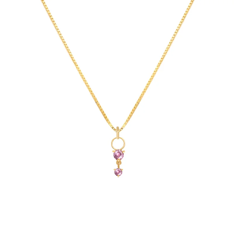 Sterling Silver Necklace-Deux Drop Necklace | Pink Sapphire