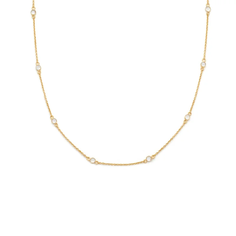 Gold Statement Necklace-Floatesse Necklace | White CZ