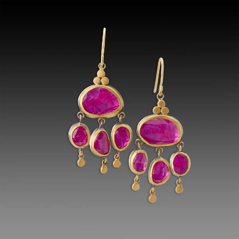 Shiny Hoop Earrings-Ruby Chandelier Earrings