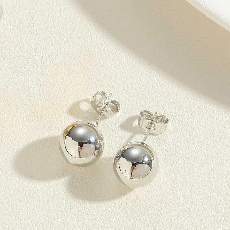 Platinum Small Single Bead Stud Earrings