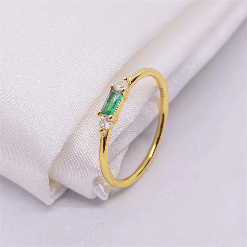 White Gold Wedding Band for Women-Simple Style Rectangle Sterling Silver Inlay Zircon Rings