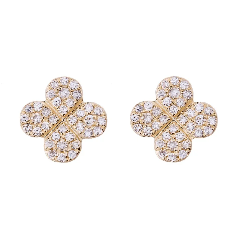 Fashion Earrings for Teenagers-Bloom Pave Diamond Stud Earrings