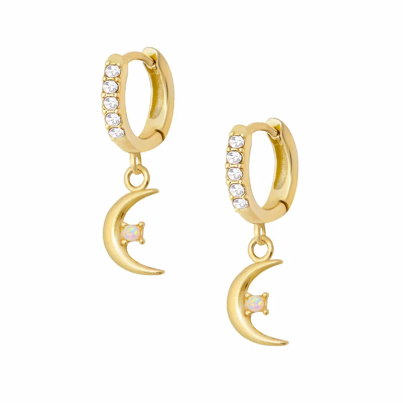 Retro Vintage Earrings-Natalie Opal Hoop Earrings