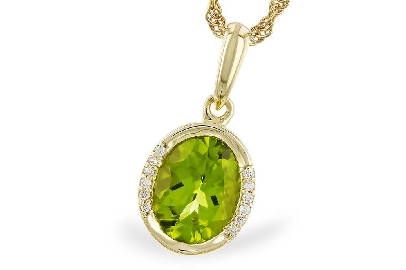 Unique Heart Necklace-14K Yellow Gold 1.75ctw Oval Peridot & Diamond Drop Necklace by Allison Kaufman