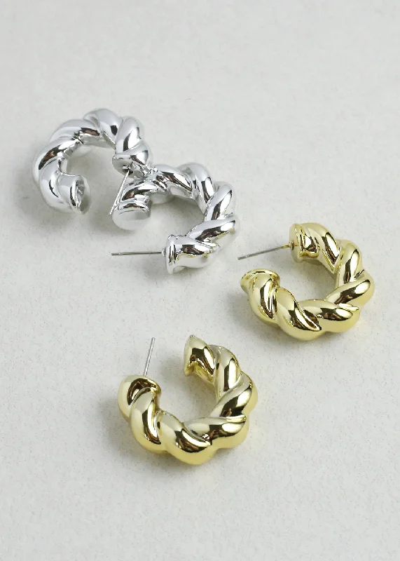 Geometric Drop Earrings-Bold Twisted Hoop Earrings