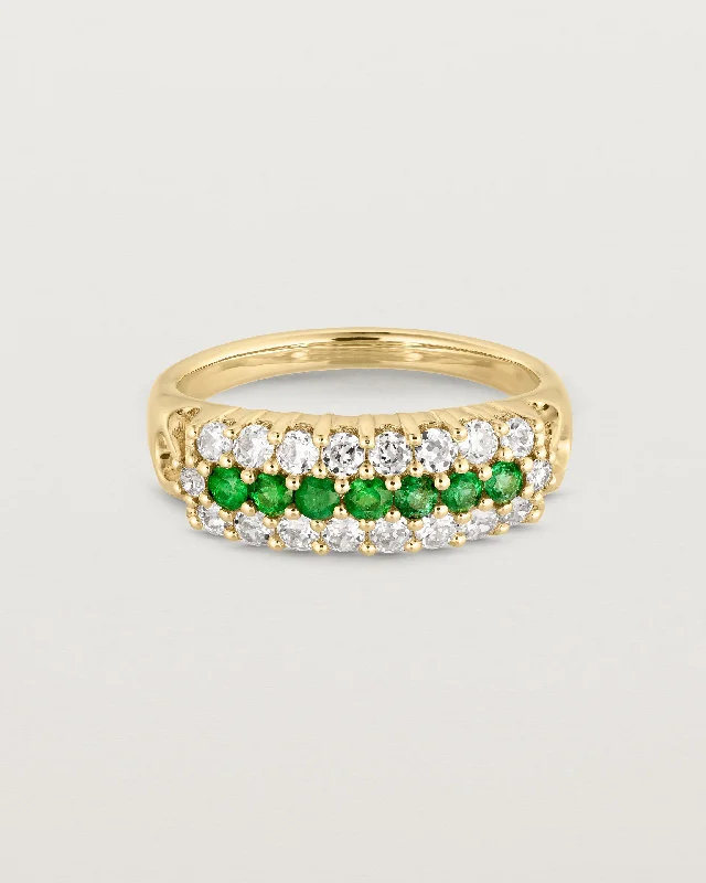 White Diamond Wedding Band-'Ivy' Wrap Ring | Emerald & Diamond