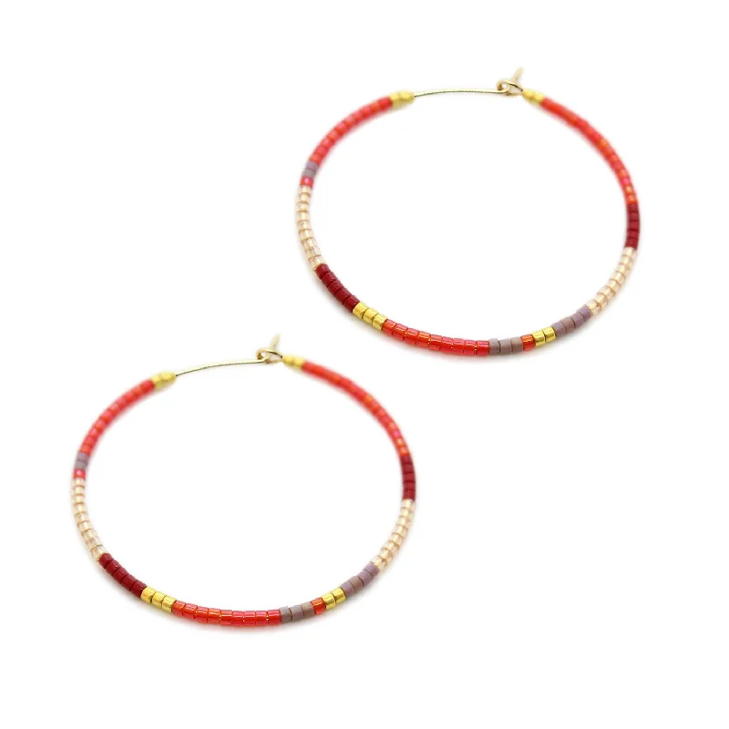 Geometric Stud Earrings-Beauty Hoops / RED