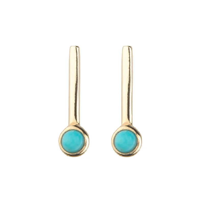 Heart Shaped Earrings-Turquoise Stones Stud Earring