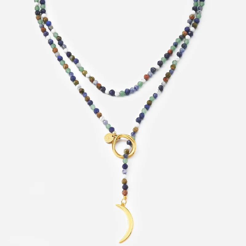 Layered Crystal Pendant Necklace-Taylor Beaded Necklace