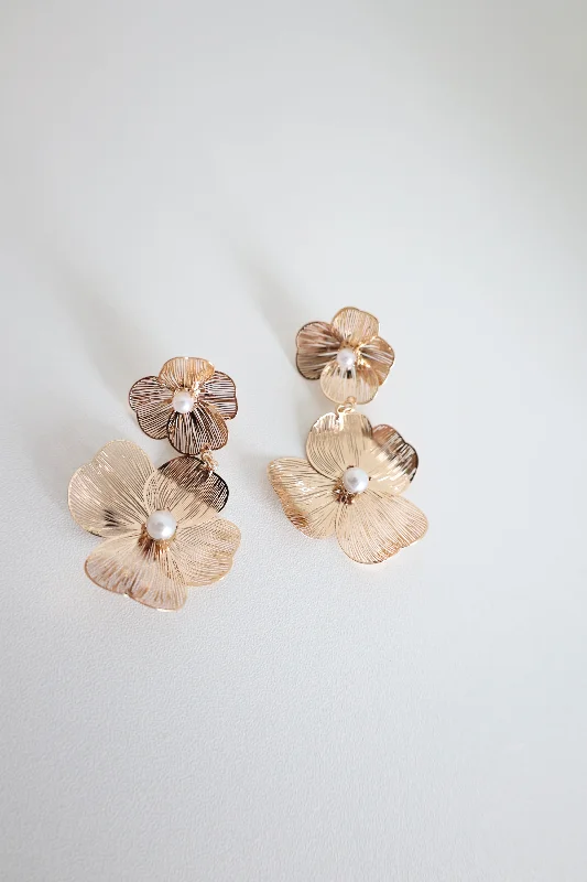 Fancy Gold Earrings-Botanical Drop Earrings