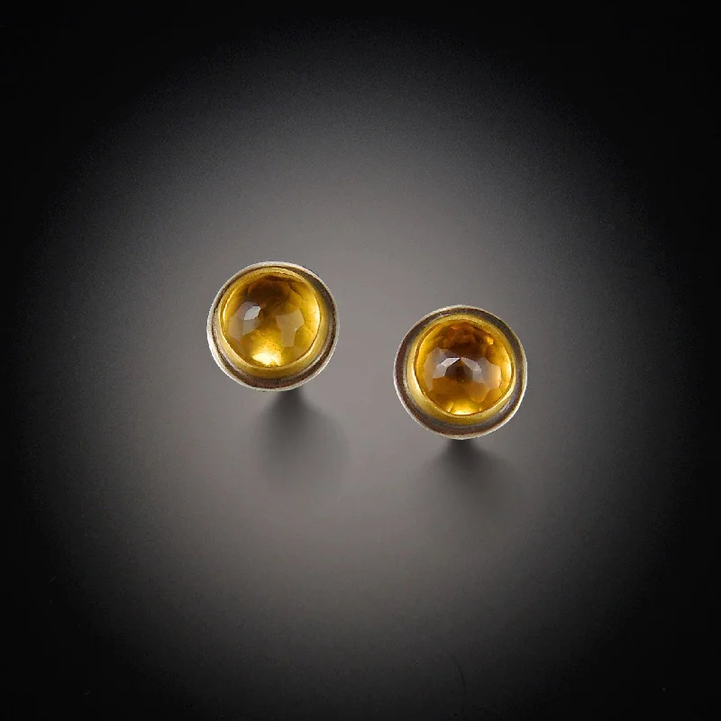 Simple Stud Earrings for Girls-Citrine Stud Earrings