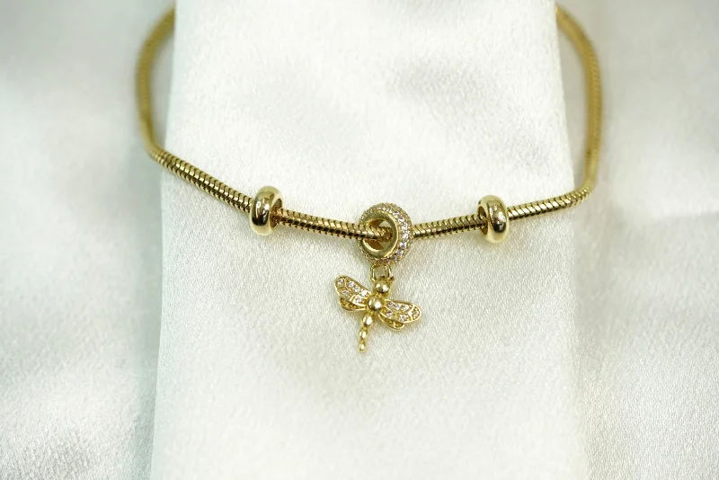 Luxury Pearl Bracelet-14k Dragonfly Cable Bracelet