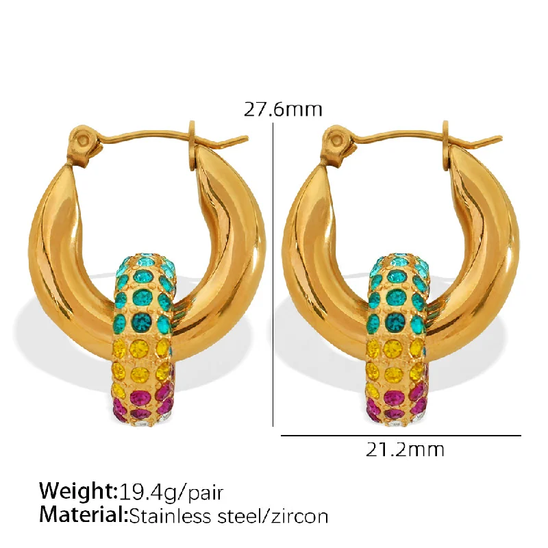 Color Zirconium Gold Earrings