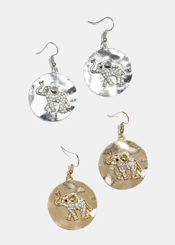 Bridesmaid Earrings-Elephant Disc Earrings