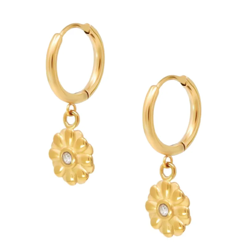 Bold Gemstone Earrings-Fleur Hoop Earrings