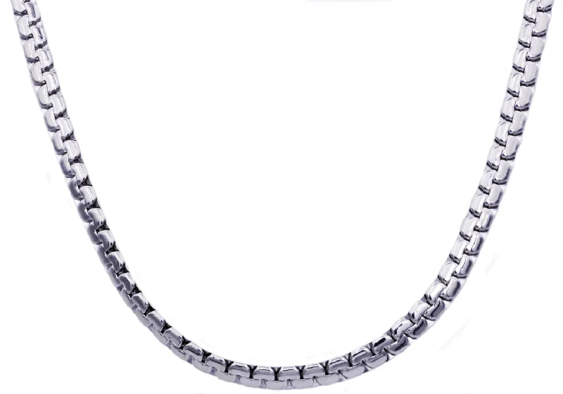 Fashion Bar Necklace-Mens Stainless Steel Flat Box Link Chain Necklace