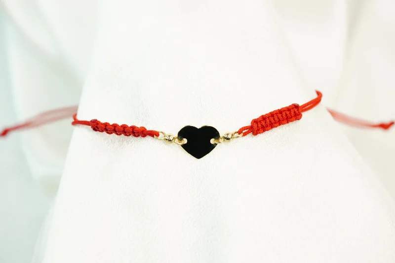 Handcrafted Leather Bracelet for Men-14k Heart Adjustable Bracelet