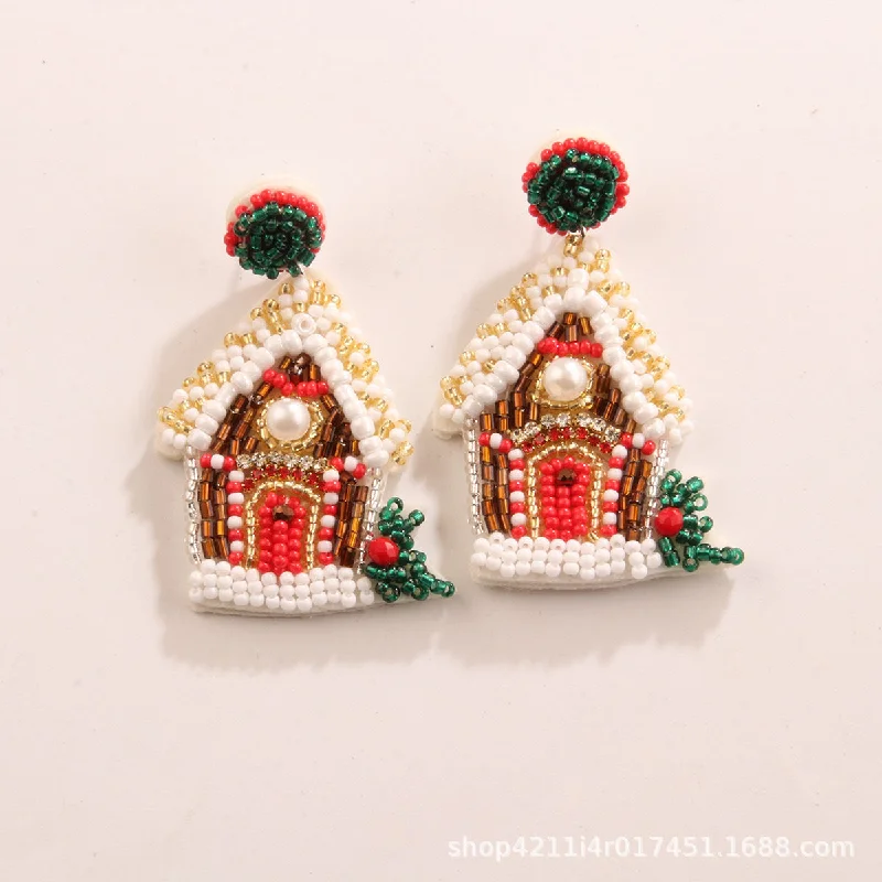 1 Pair Snow House Bead Earrings