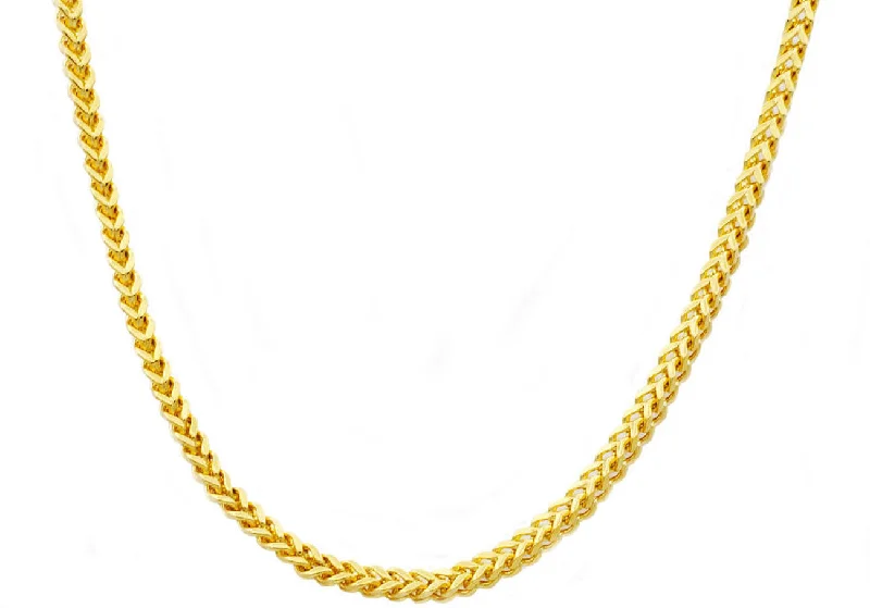 Custom Birthstone Necklace-Mens 4mm Gold Stainless Steel Franco Link Chain Necklace