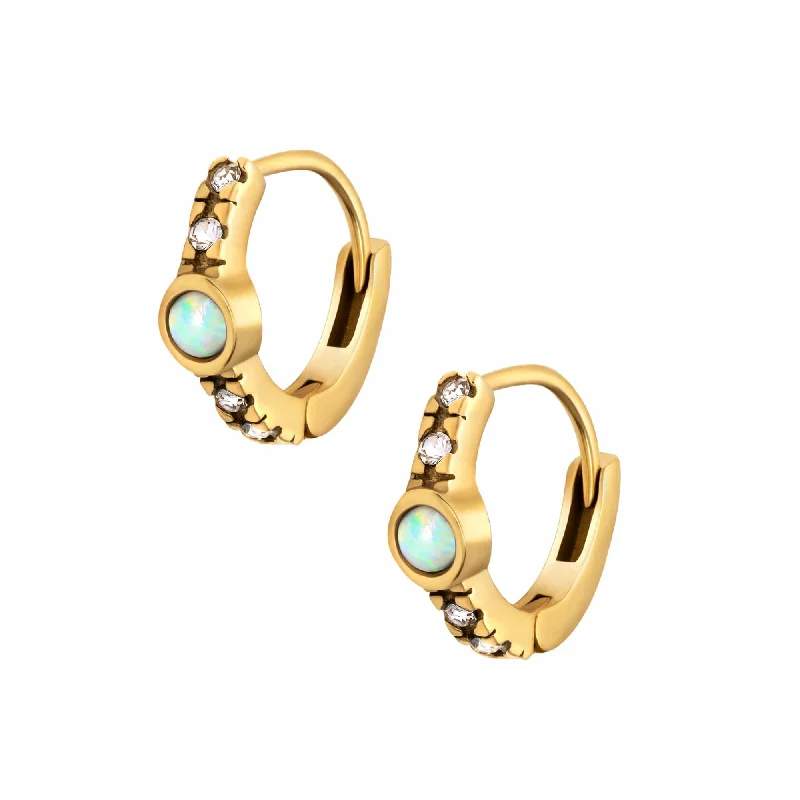 Double Hoop Earrings-Kiara Opal Hoop Earrings