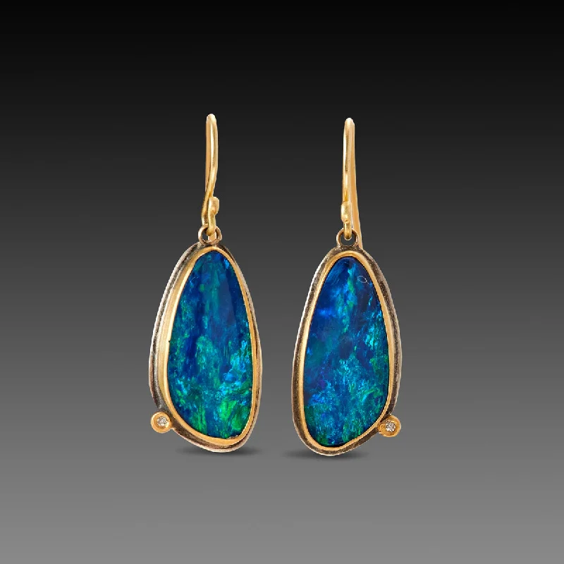 Rainbow Gemstone Earrings-Australian Opal Earrings