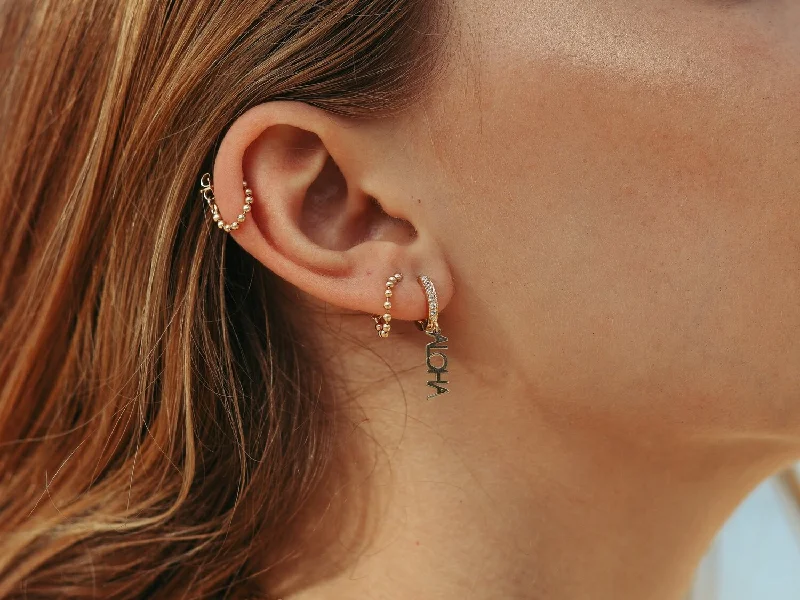 Rose Gold Earrings for Girls-Petite Venus Ball Chain Earrings