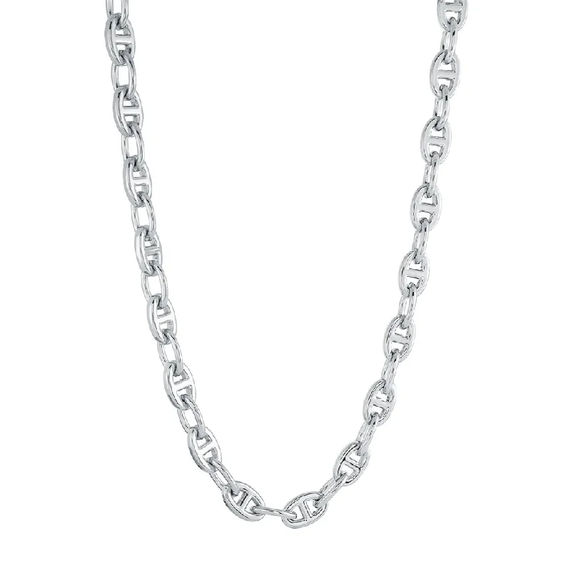 Bridal Gemstone Necklace-Stainless Steel 9mm Mariner Link Men's Chain Necklace