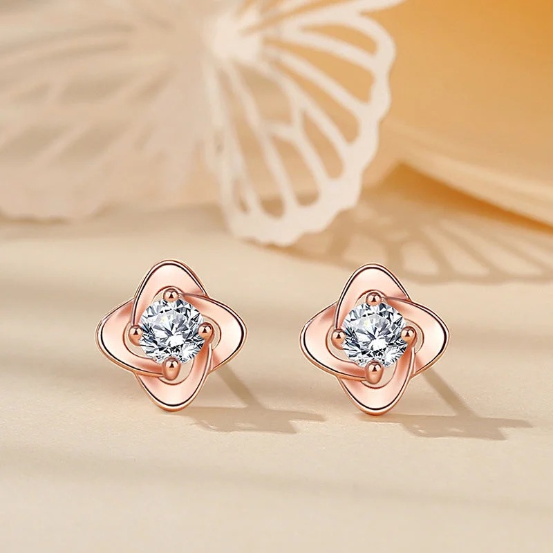 Ring Love Four Leaf Clover Ear Stud Rose Gold