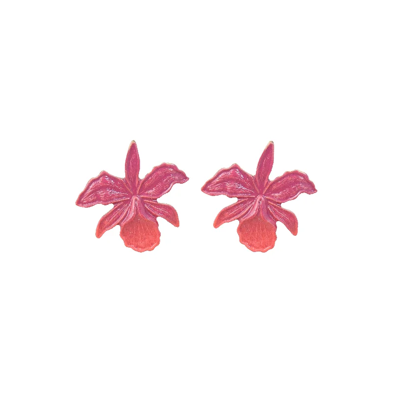 Bold Gemstone Earrings-Sunset Orchid Studs