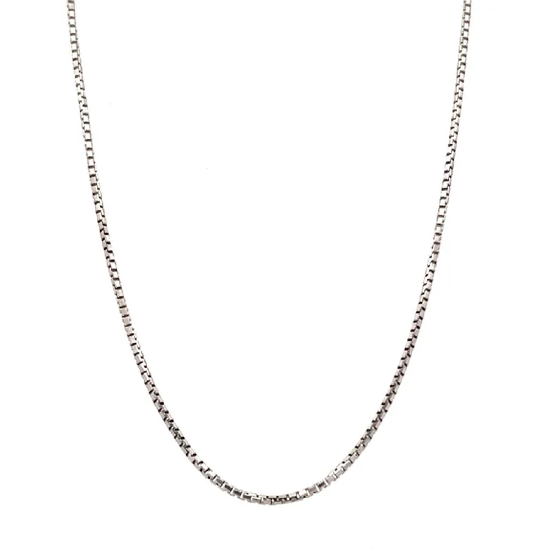 Retro Silver Necklace-Estate 14K White Gold 1.10mm Box Chain Necklace