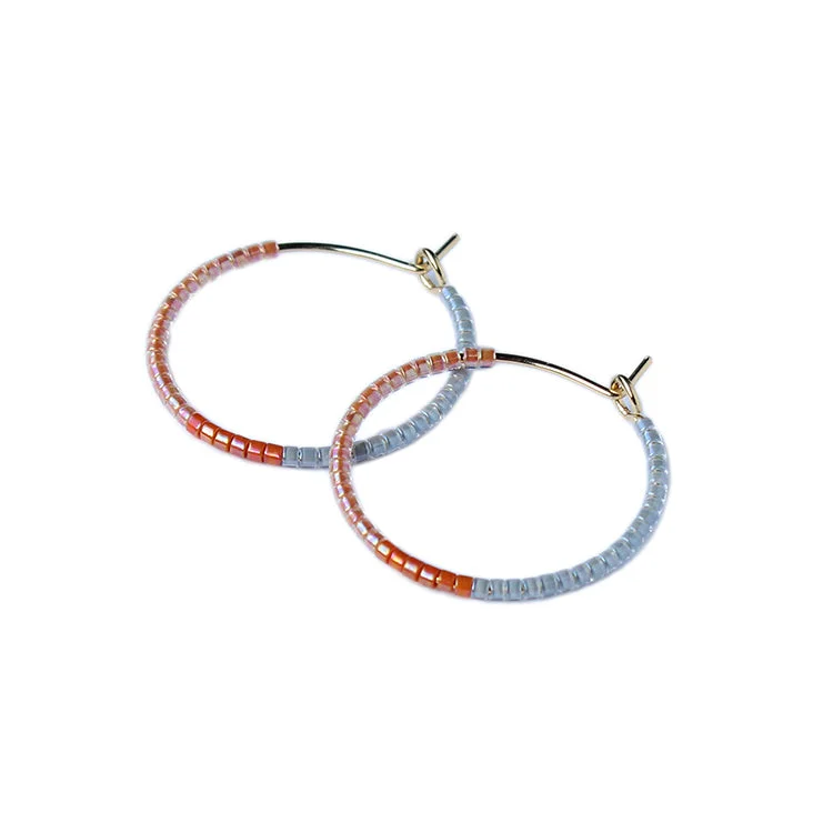 Unique Gemstone Earrings-Color Field Hoops SM / Peach