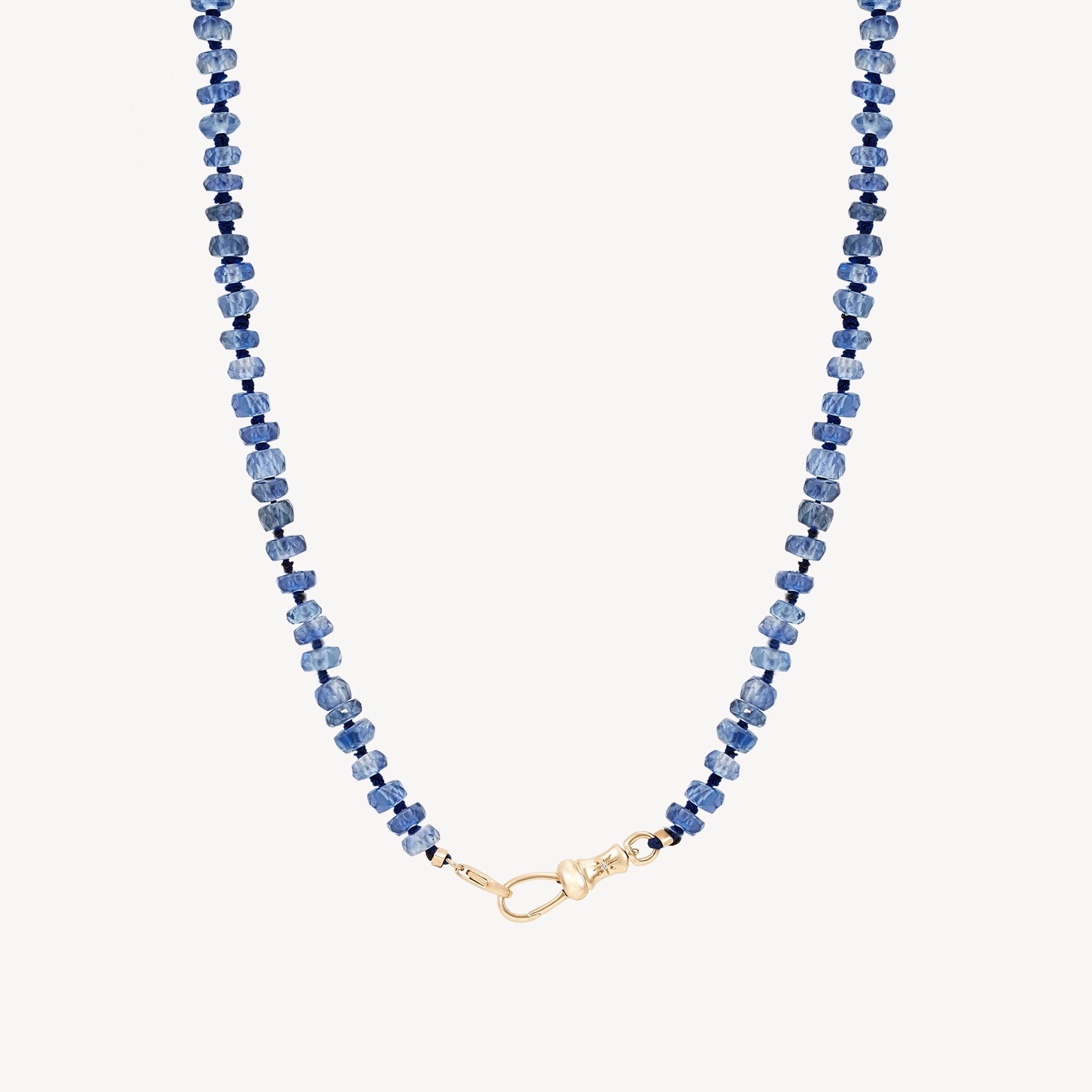 Elegant Choker Necklace-kyanite beaded mood necklace - 10k yellow gold, kyanite