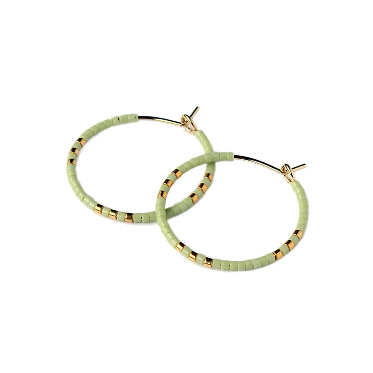 Rose Gold Stud Earrings-Zoe Hoops SM - Pistachio