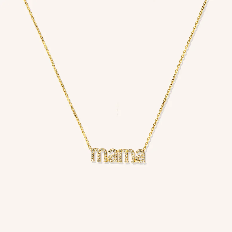 Pearl Chain Pendant Necklace-Pavé Mama Necklace