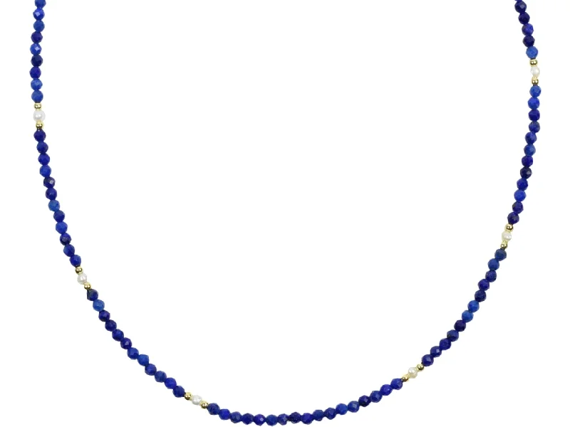 Long Chain Necklace for Women-The Kaiya Necklace - Lapis