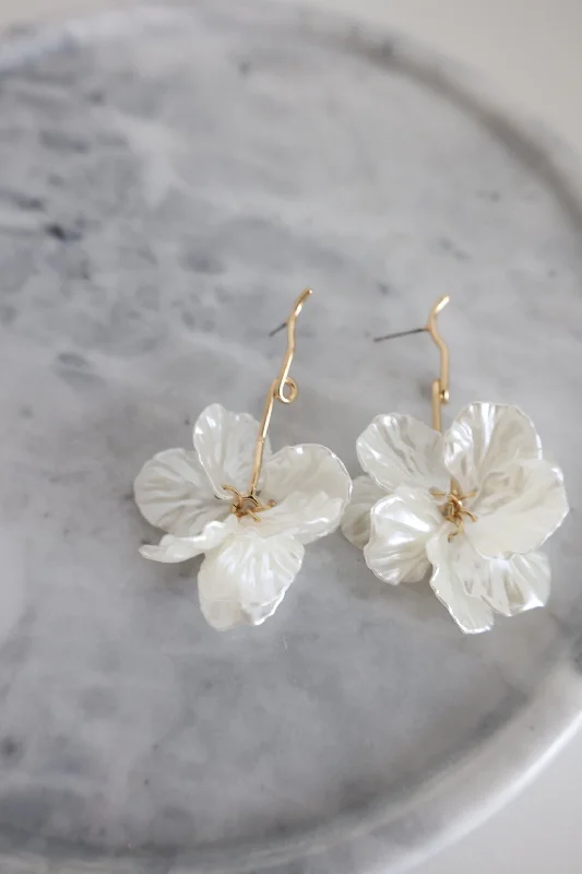 Heart Shaped Drop Earrings-Posie Petal Earrings