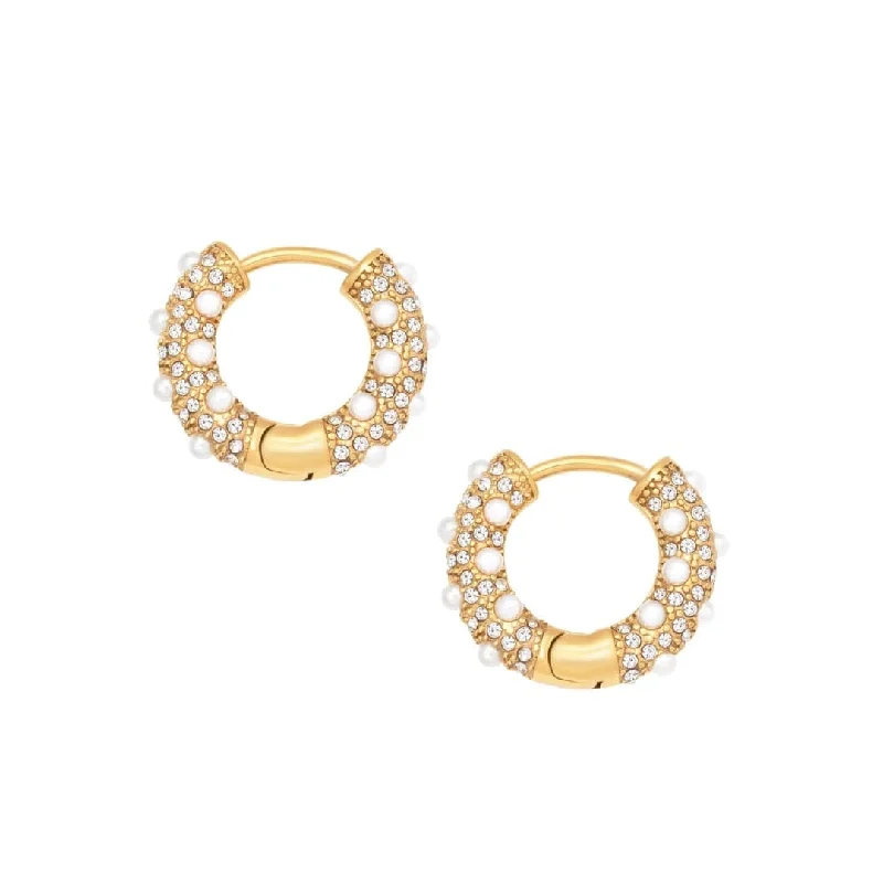 Artistic Designer Earrings-Alice Pearl Hoop Earrings