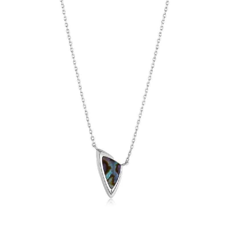 Layered Crystal Pendant Necklace-Sterling Silver Abalone Arrow Necklace by Ania Haie